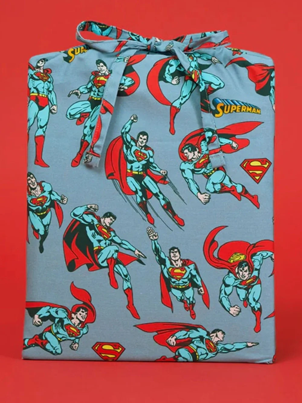 Posh Peanut Light Blue & Red Superhero Reversible Duvet Cover
